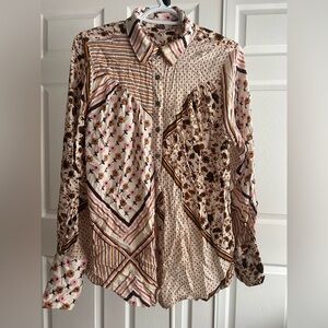 Free People Patchwork Button Down
